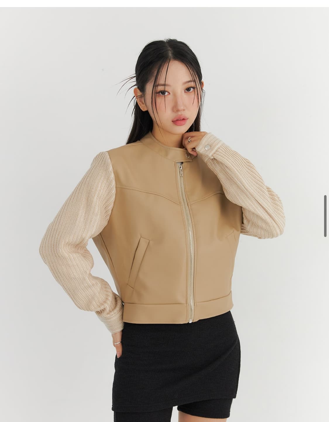 레더 니트 집업 상품이미지3