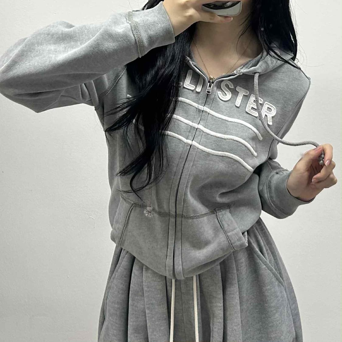 홀리스터 y2k 그레이 올드스쿨 후드집업 희귀져지(S) 상품이미지1