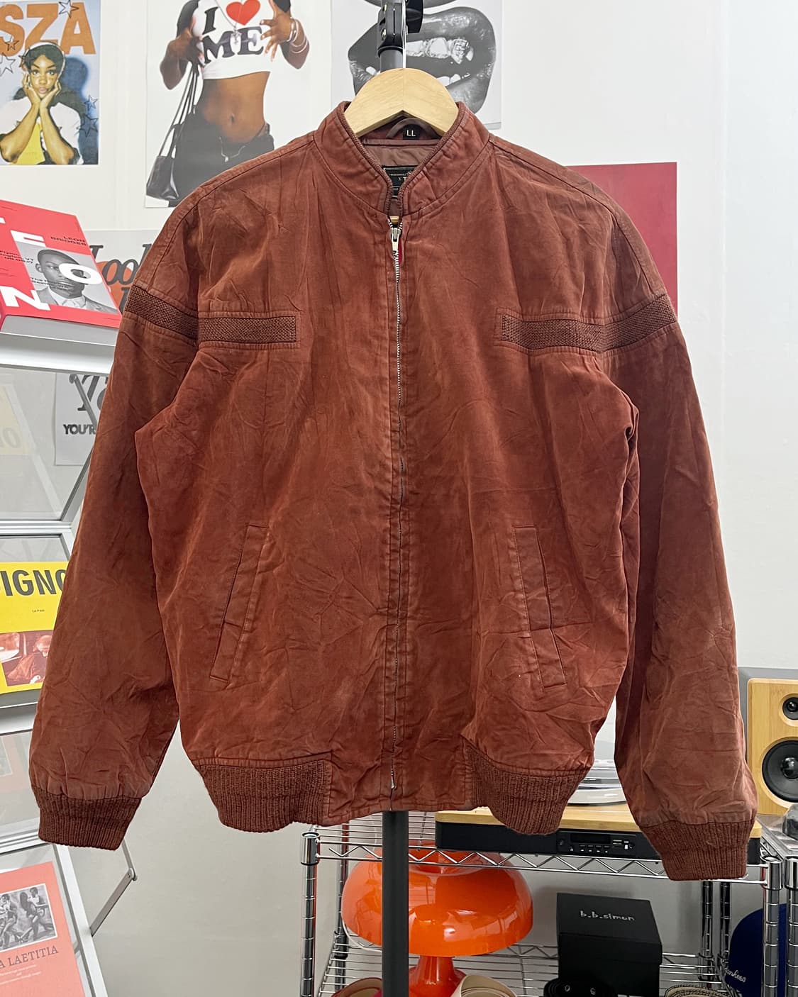 올드 빈티지 버건디 스웨이드 블루종 자켓 상품이미지5