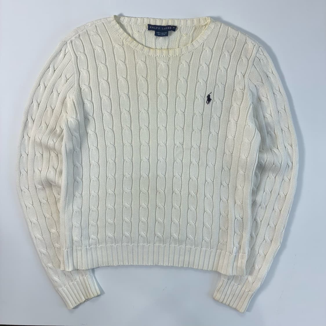 Polo  랄프로렌 자수 코튼 화이트 꽈배기 니트 상품이미지1