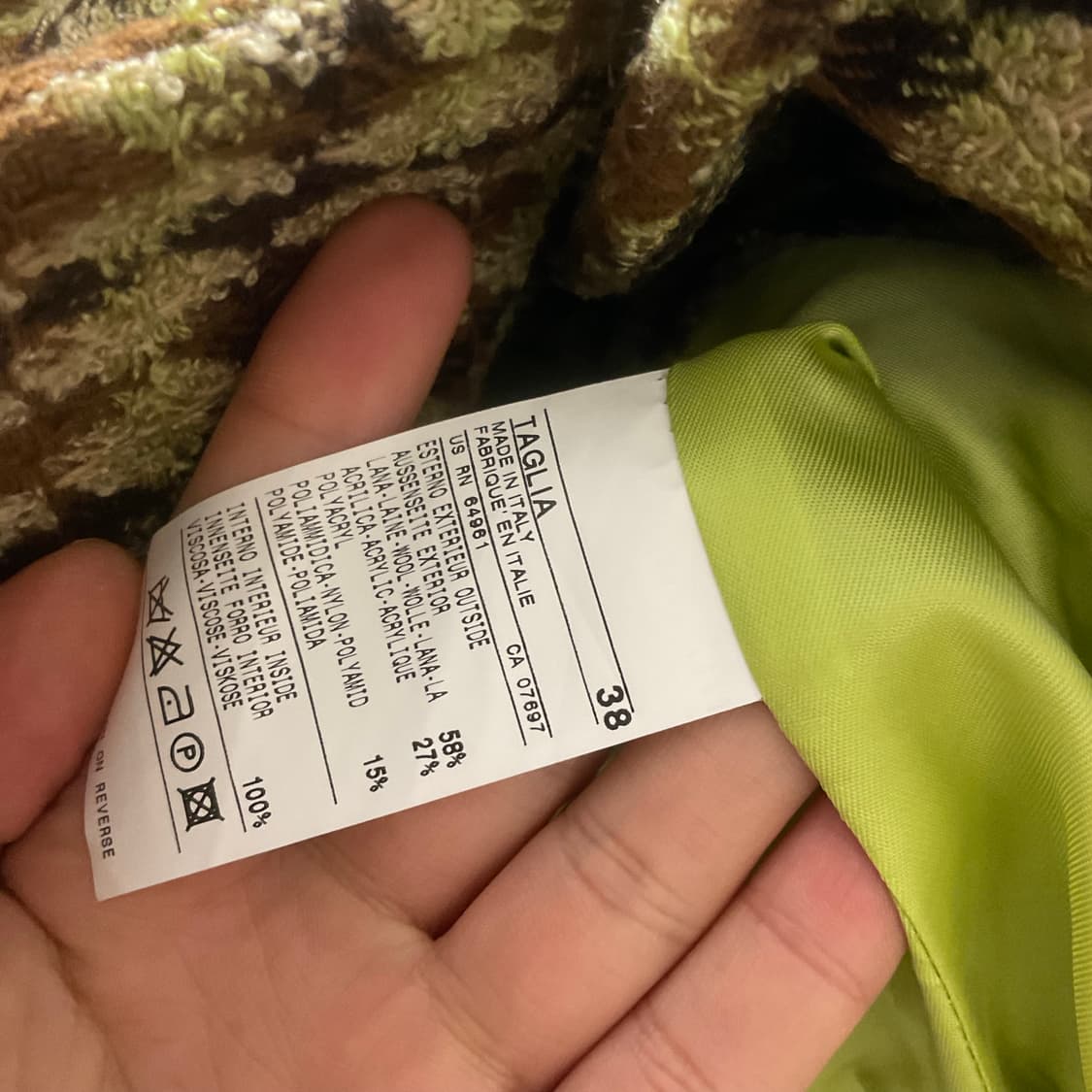 베네통 모스그린 아가일 체크 자켓 상품이미지6