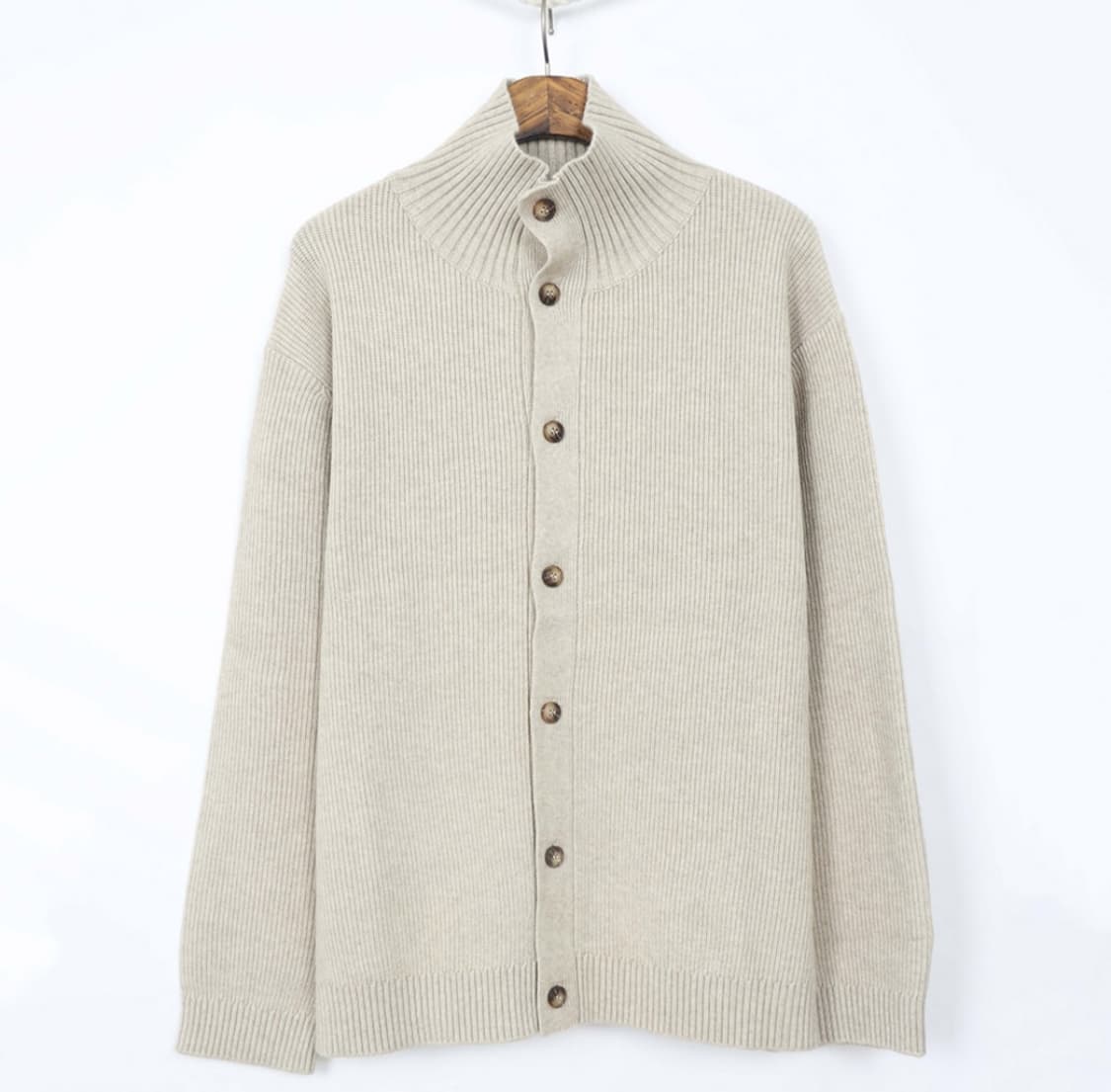 골드퍼센트 남여공용 오버핏 포인트로고 하이넥 니트가디건)M 상품이미지1