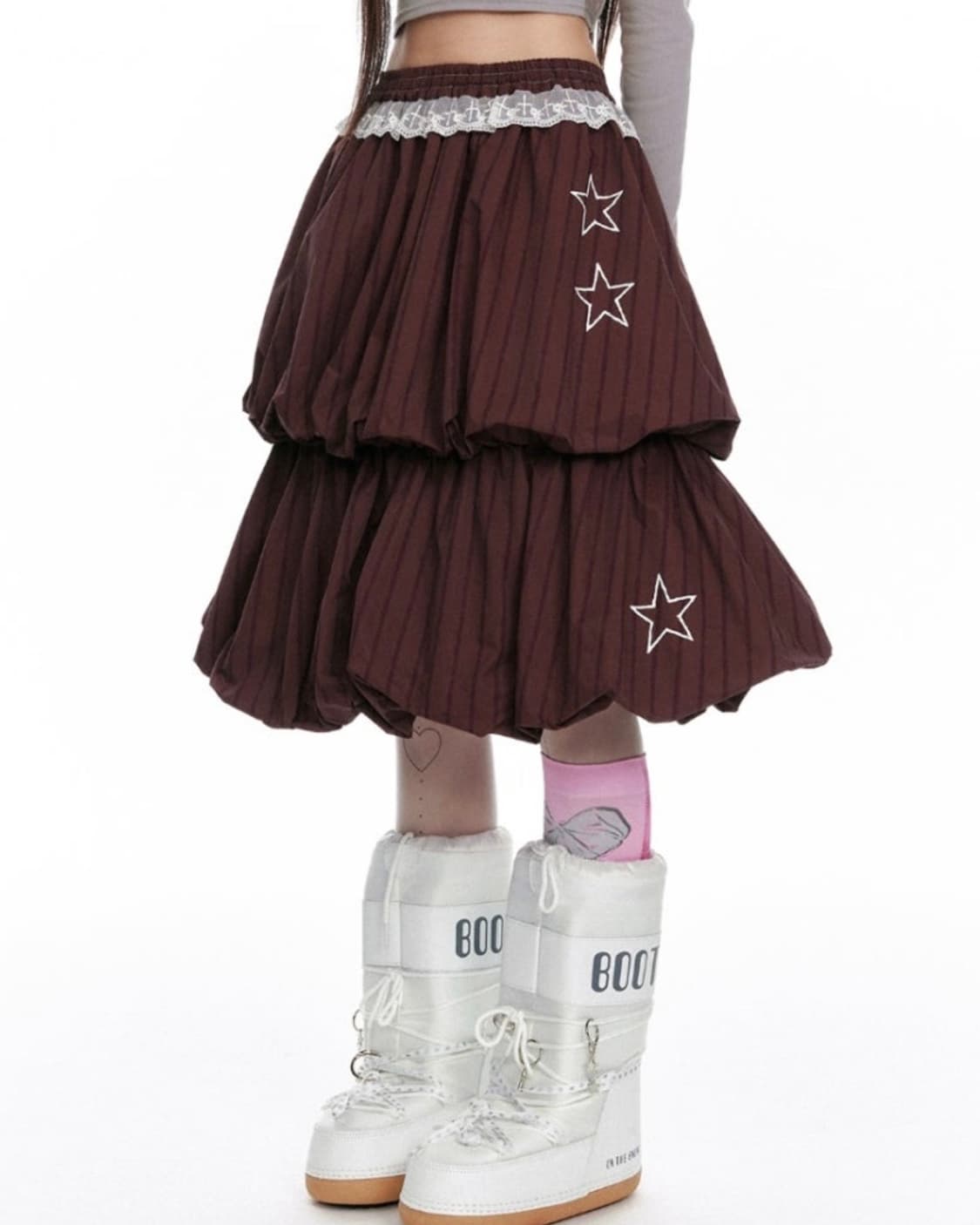 jikoo 지쿠 별 레이스 벌룬 미디 캉캉 스커트 상품이미지3