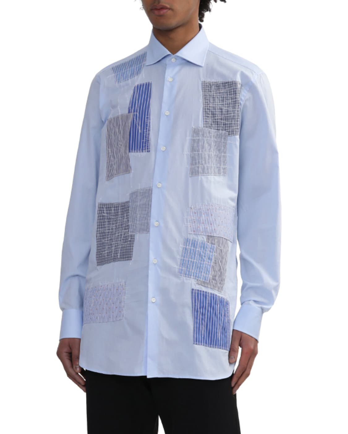 새상품 준야와타나베 믹스패치 스카이블루 셔츠 S/M 상품이미지1