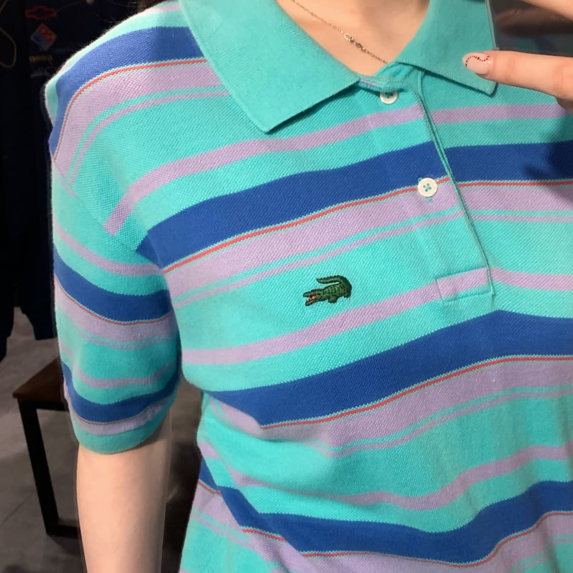 [IM] 라코스테 스트라이프 반팔 피케 셔츠 민트 상품이미지5