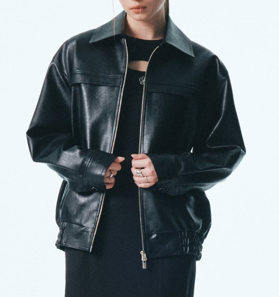 시티브리즈 미연착용 블랙 블루종 레더자켓 상품이미지6