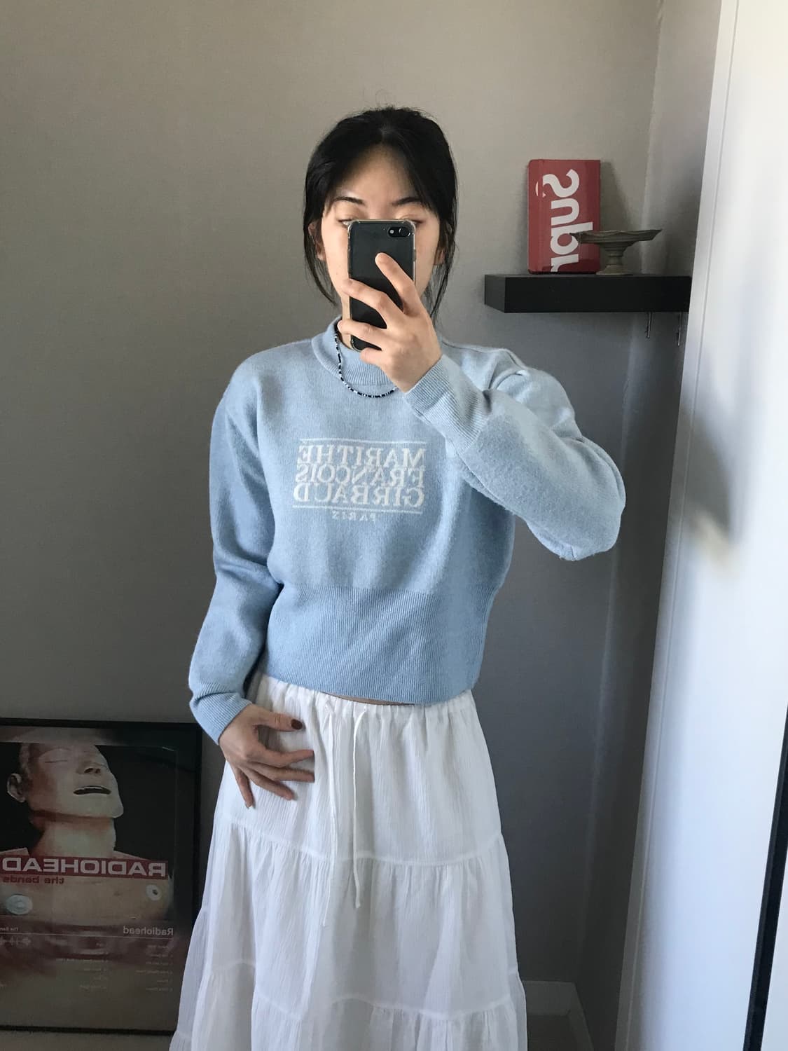 마리떼 프랑소와 저버 스펠아웃 로고 스카이 블루 니트 상품이미지4