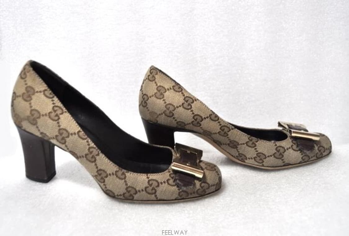 구찌/여성GG로고가쟈드구두(사이즈220)정품 상품이미지4