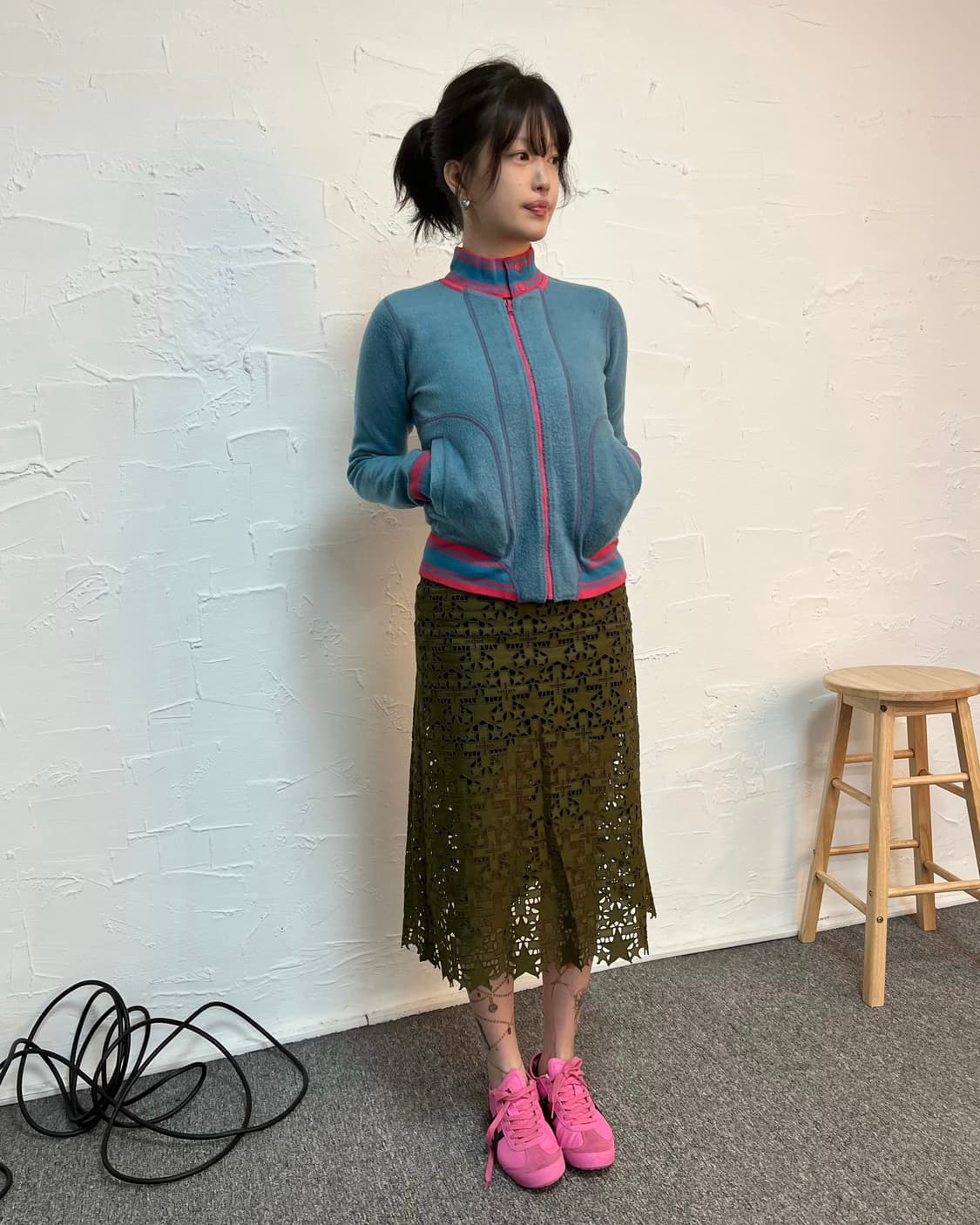 사카이 컷아웃 레이스 미디 스커트 상품이미지3