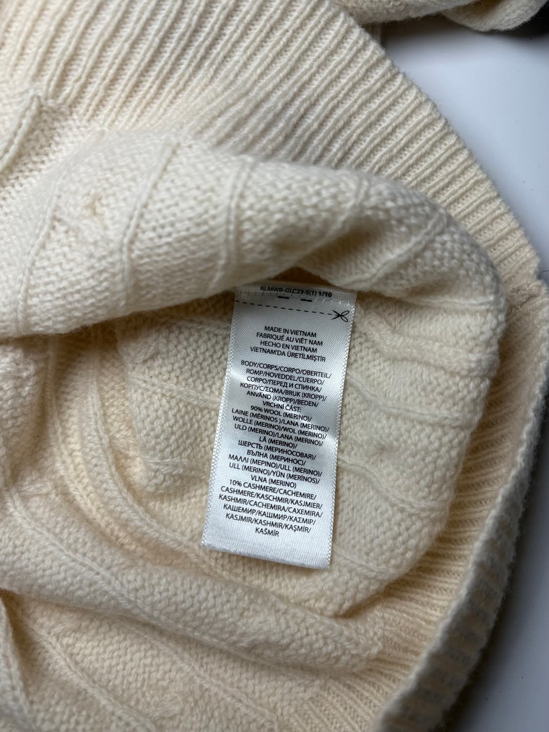 폴로 랄프로렌 브이넥 케이블 니트 아이보리 상품이미지4