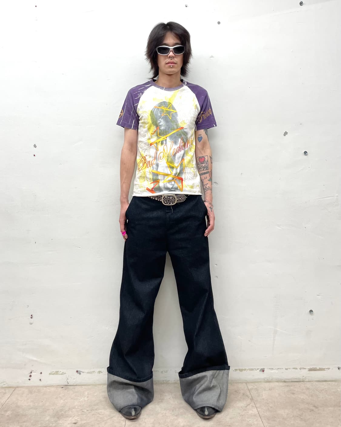 Retro Girl Star Purple T-shirt 상품이미지5