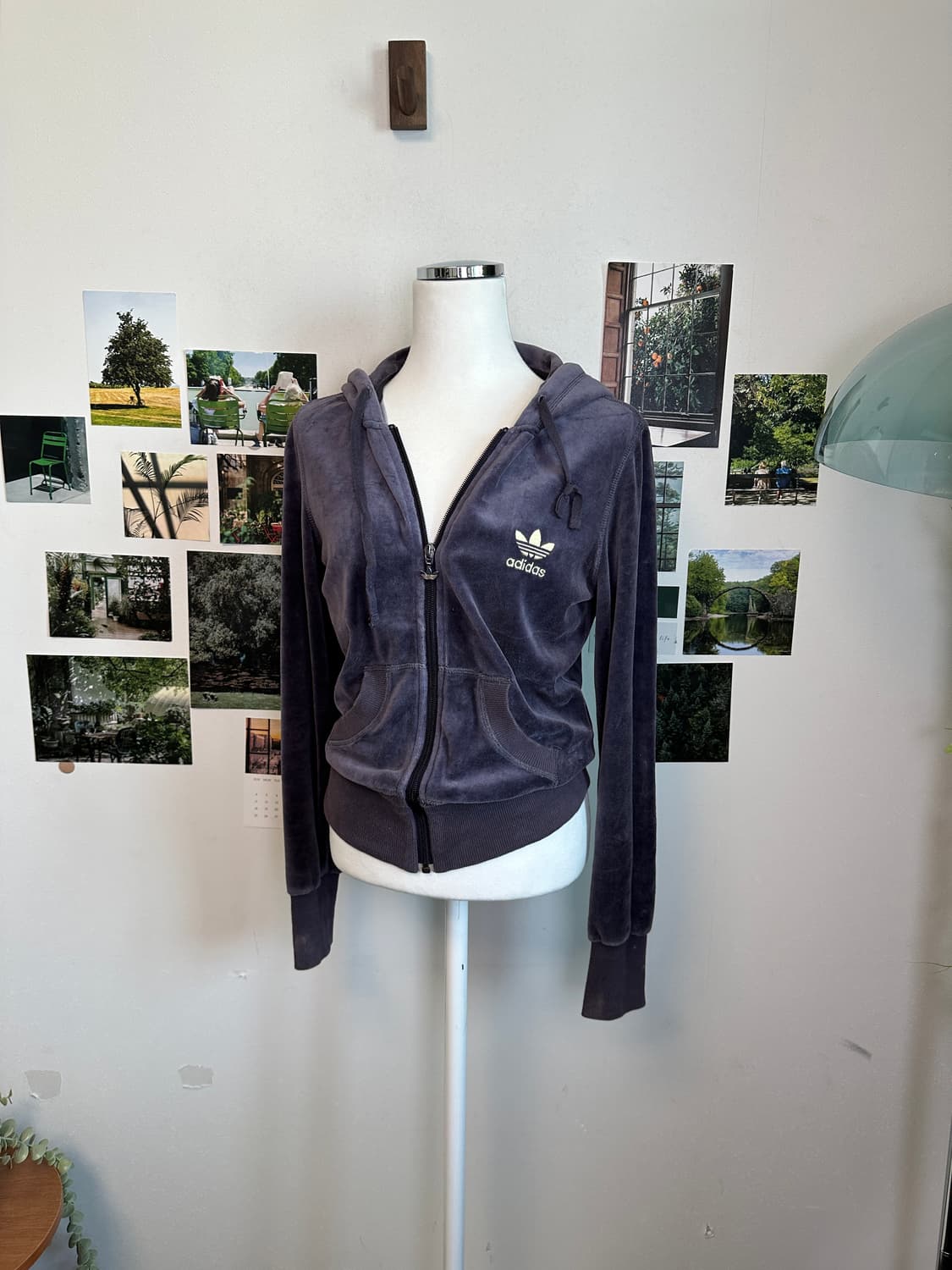 Adidas purple velvet 후드집업 상품이미지4