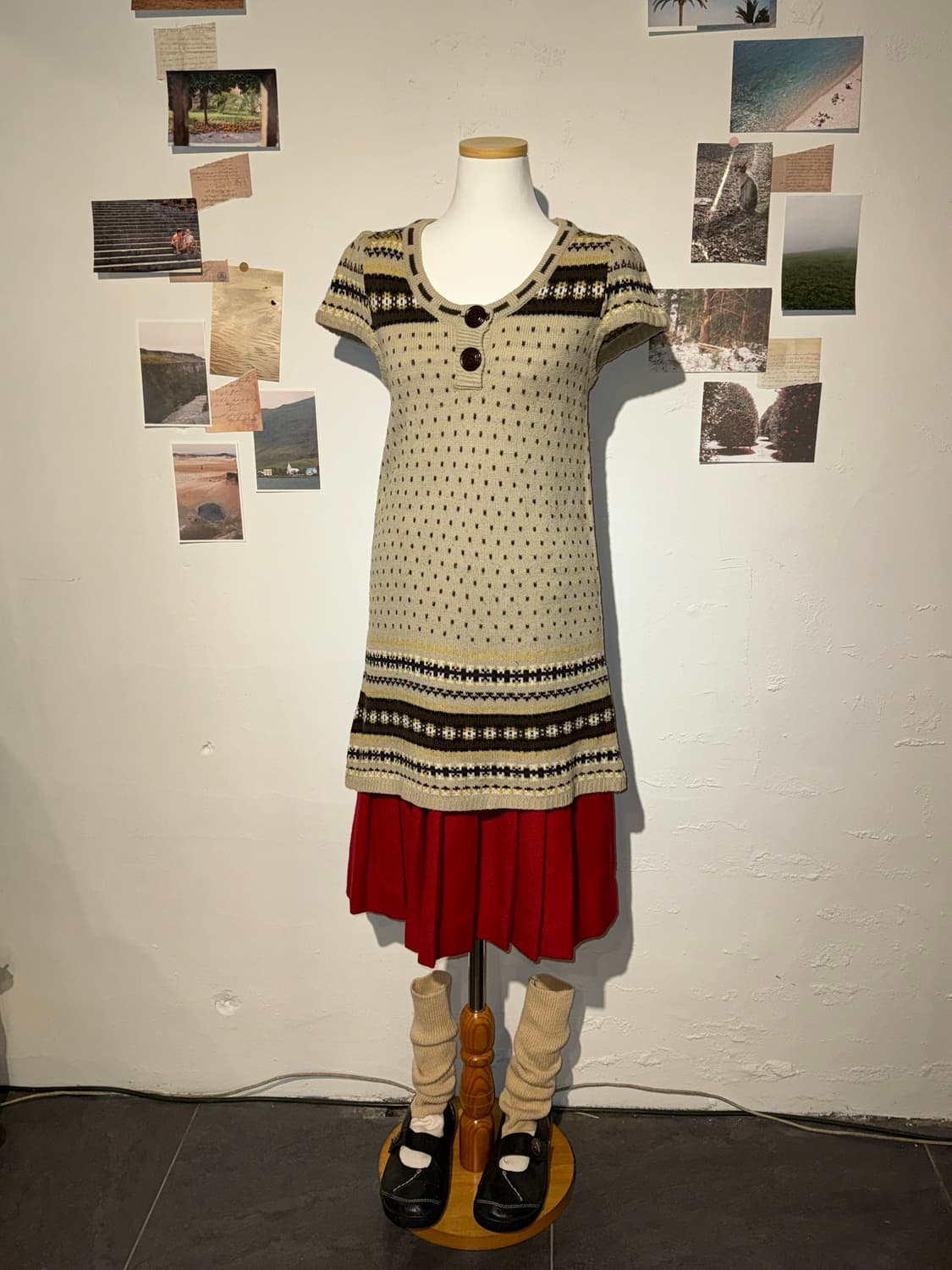 노르딕 니트 반팔 원피스 상품이미지2