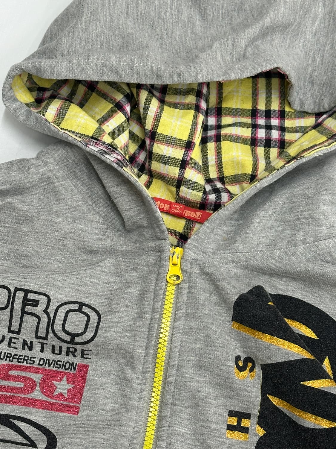 괴짜 프린팅 레터링 그레이 후드집업 일본 빈티지 오버핏 블록코어 상품이미지4