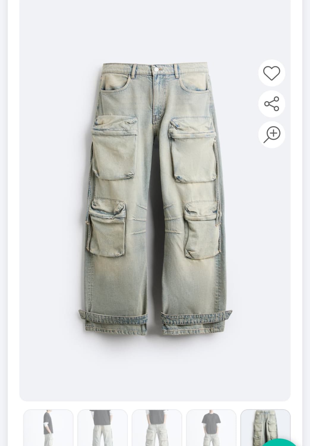 40사이즈 자라 유틸리티 포켓 진 워시드 블루 상품이미지1