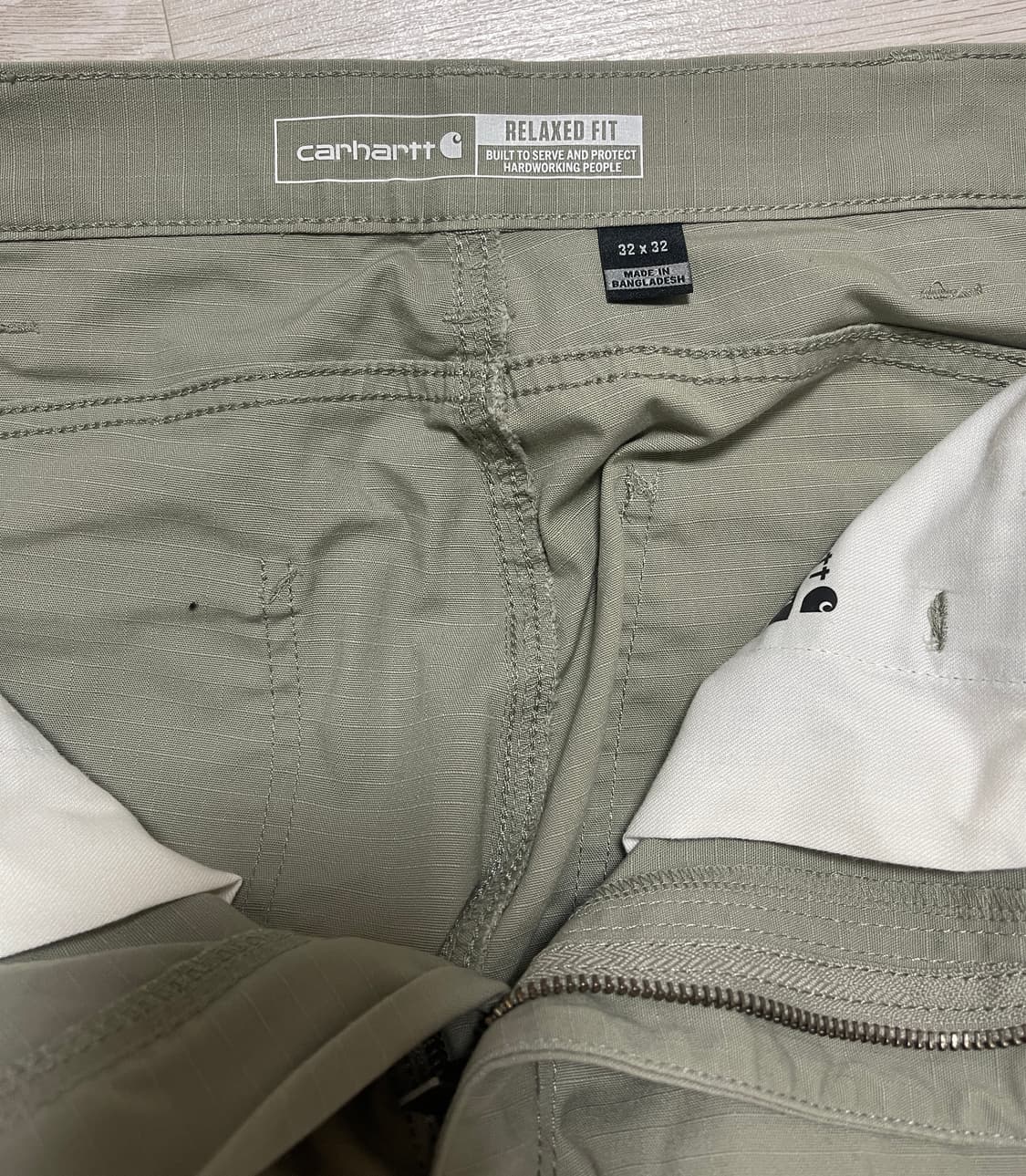 칼하트 릴렉스 핏 립스탑 카고 바지 올리브 32 상품이미지4