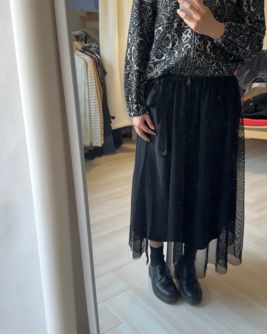 [LEILIAN] black lace tulle design skirt 상품이미지1