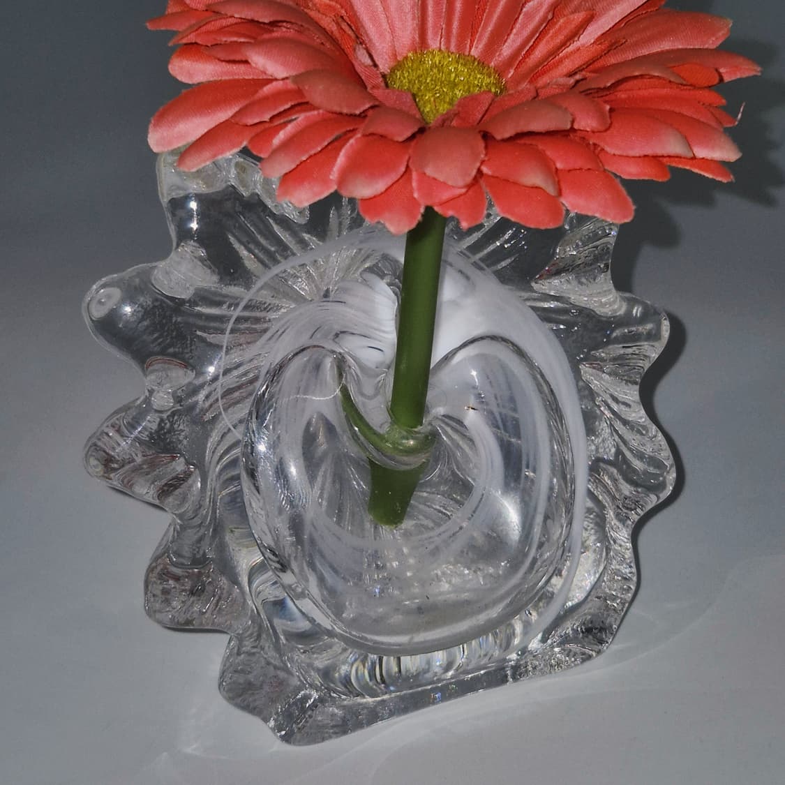 80s 이와사와 핸드블로운 마블 한송이 꽃병 상품이미지5