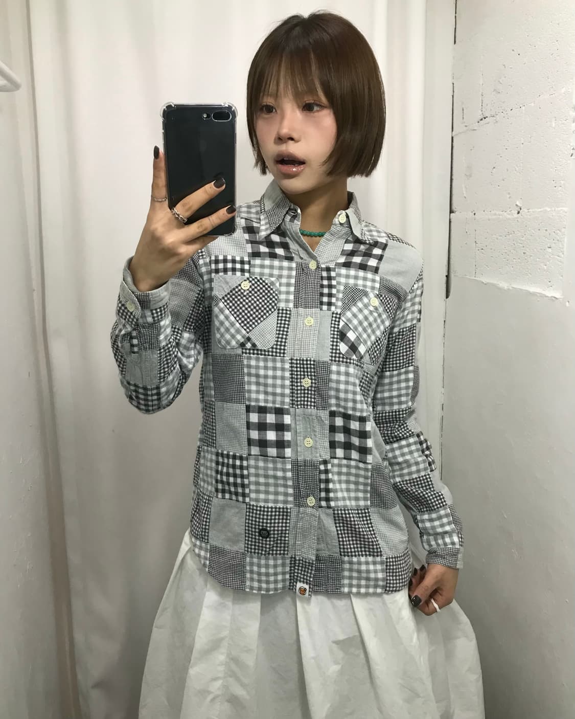 🐵베이프 베이비 마일로 패치 워크 체크 셔츠 🐵 상품이미지3