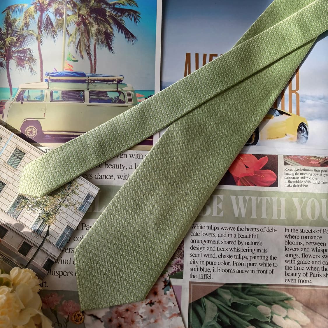 메트로시티 실크 그린 자카드 패턴 넥타이 8.9cm A+등급 A19694 상품이미지5