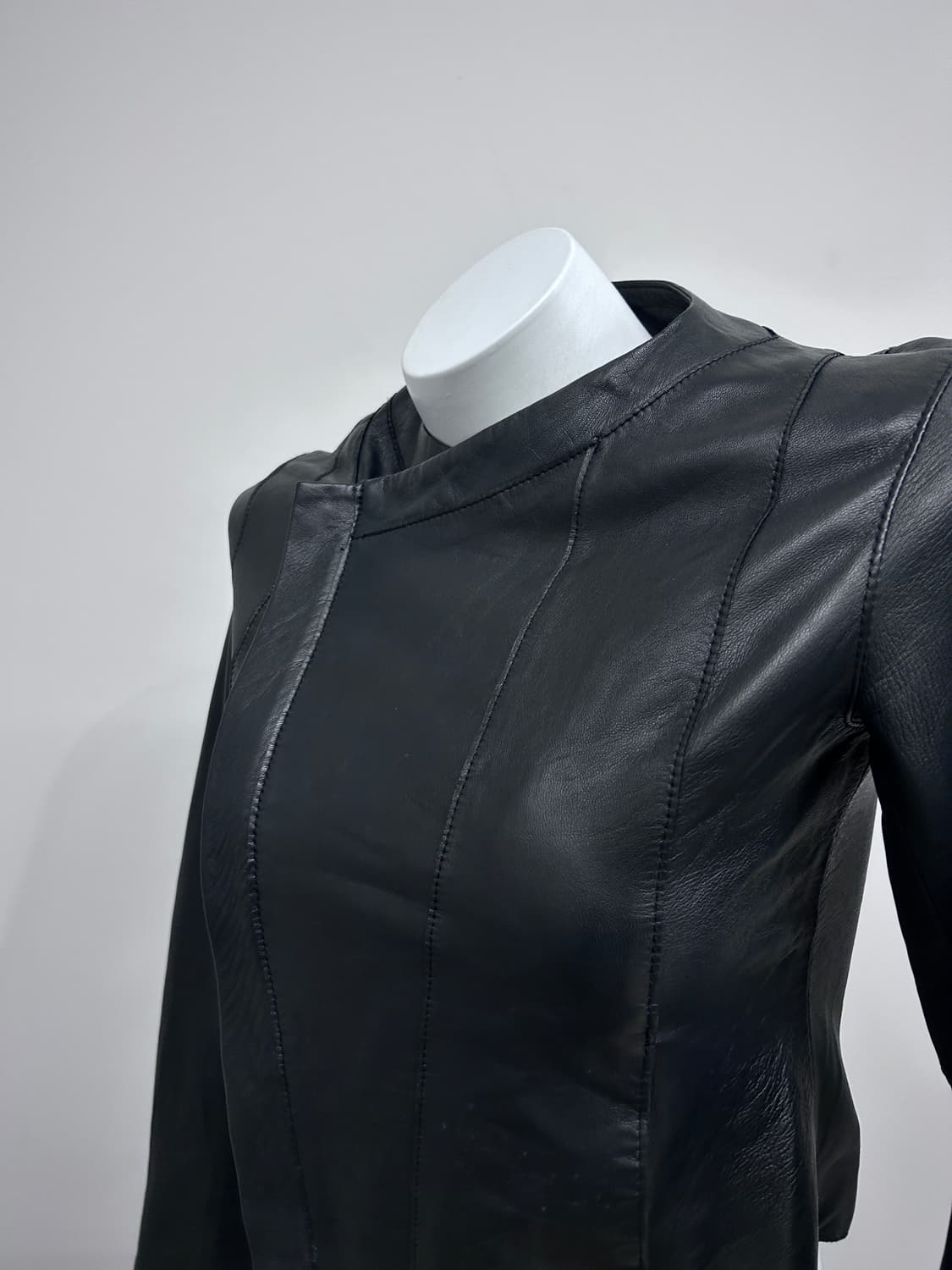 00‘s jpn 사선 레더 자켓 상품이미지6