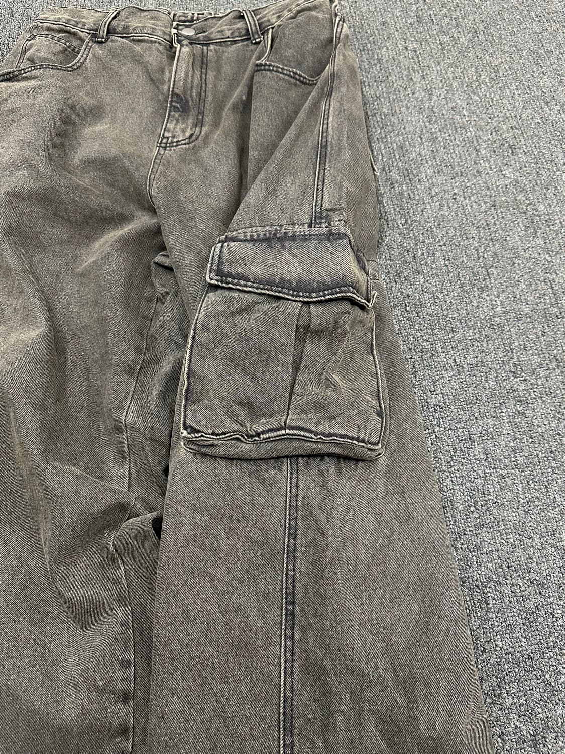 OS)Glamour vintage 워싱 데님 와이드 카고 팬츠 상품이미지2