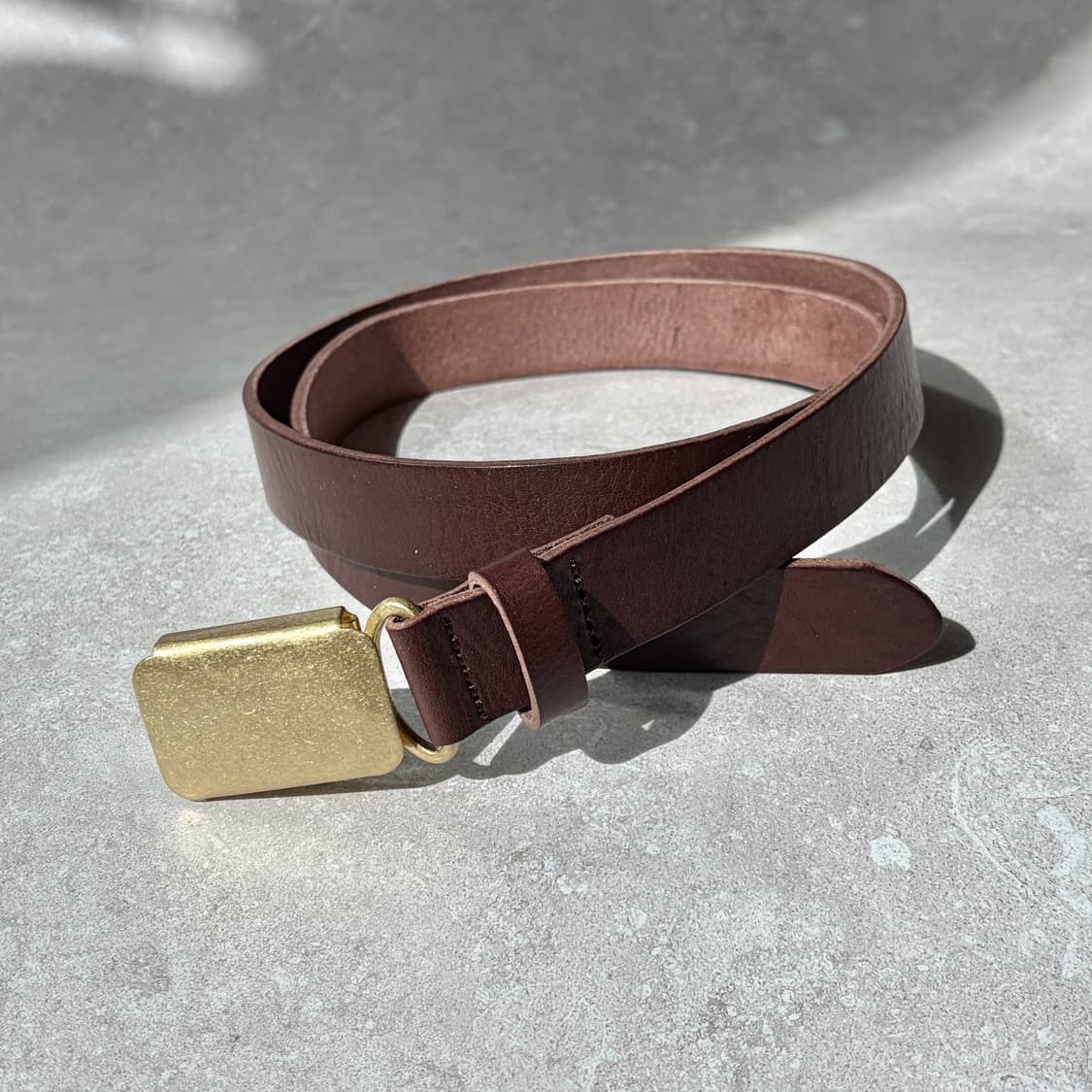 Oribell 미니멀 빈티지 골드 스틸 버클 이태리 베지터블 벨트 상품이미지3