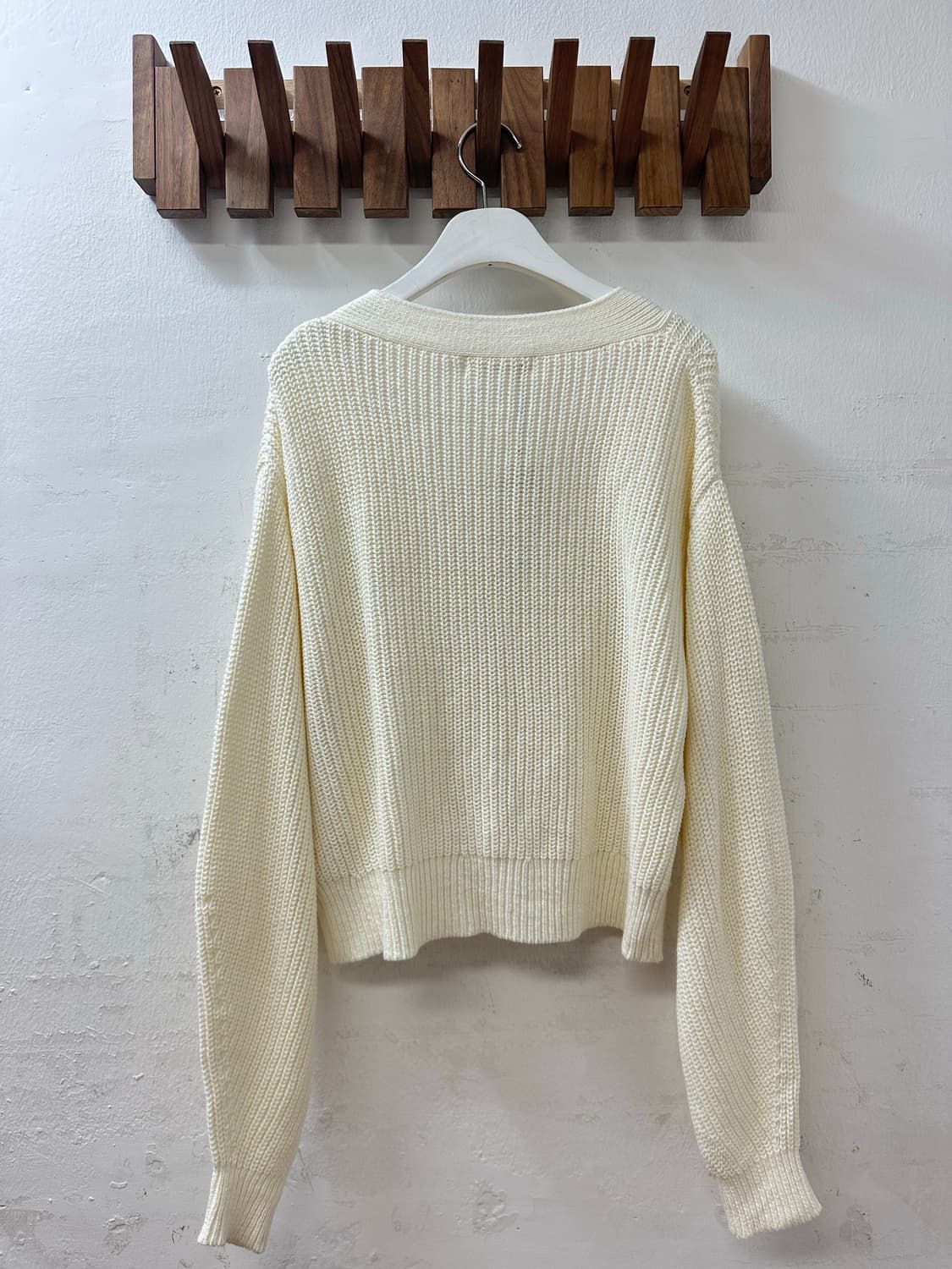 택있는 새상품 일본빈티지 MOUSSY 아이보리 모리걸 니트 가디건 상품이미지5