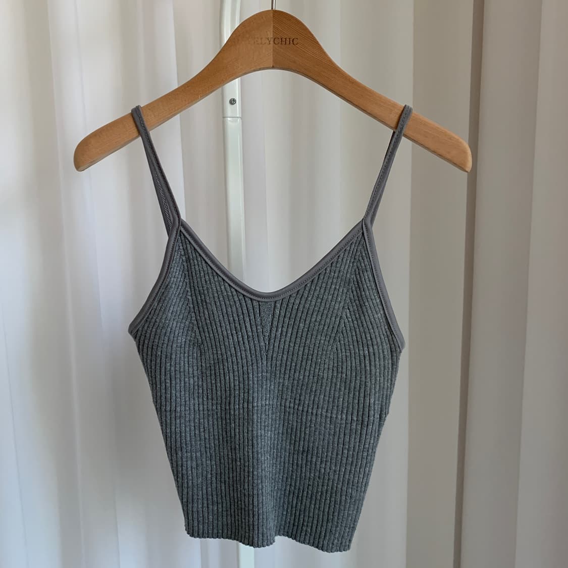 그레이 골지 니트 뷔스티에 레이어드 나시 탑 상품이미지2