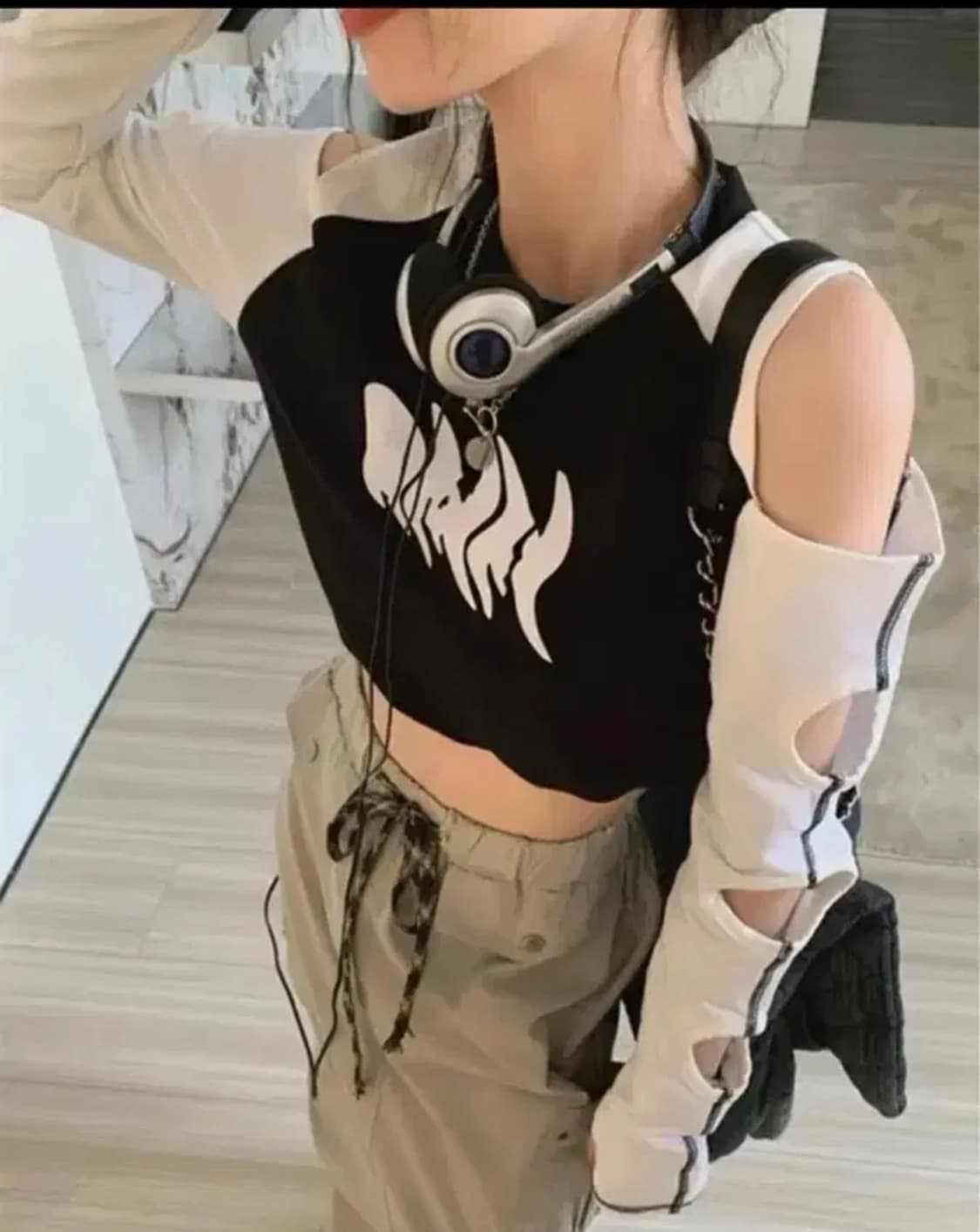 워머 크롭 긴팔 빈티지 y2k 힙 고프코어 스트릿패션 상품이미지4