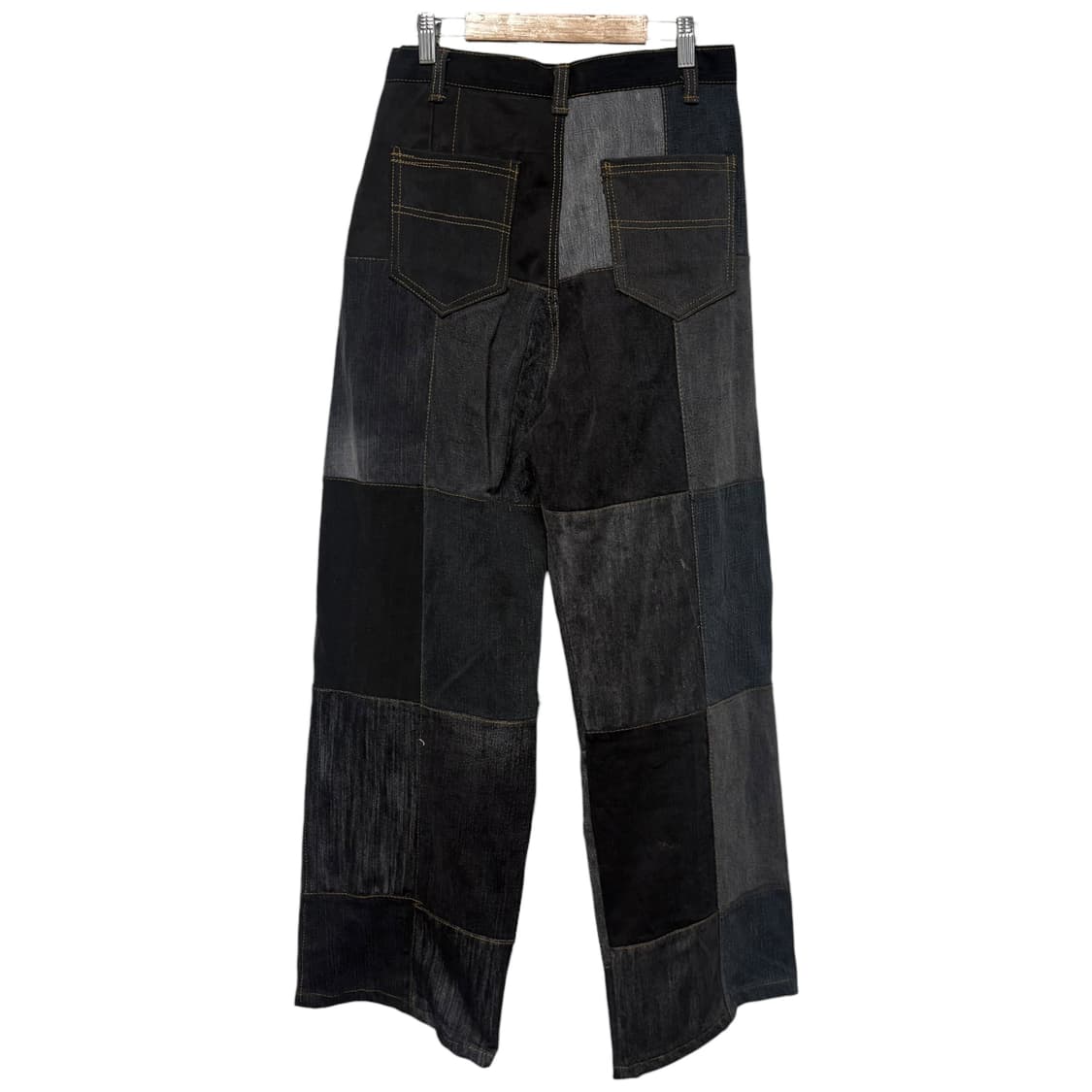 3831 흑청 데님 패치워크 와이드팬츠 상품이미지4