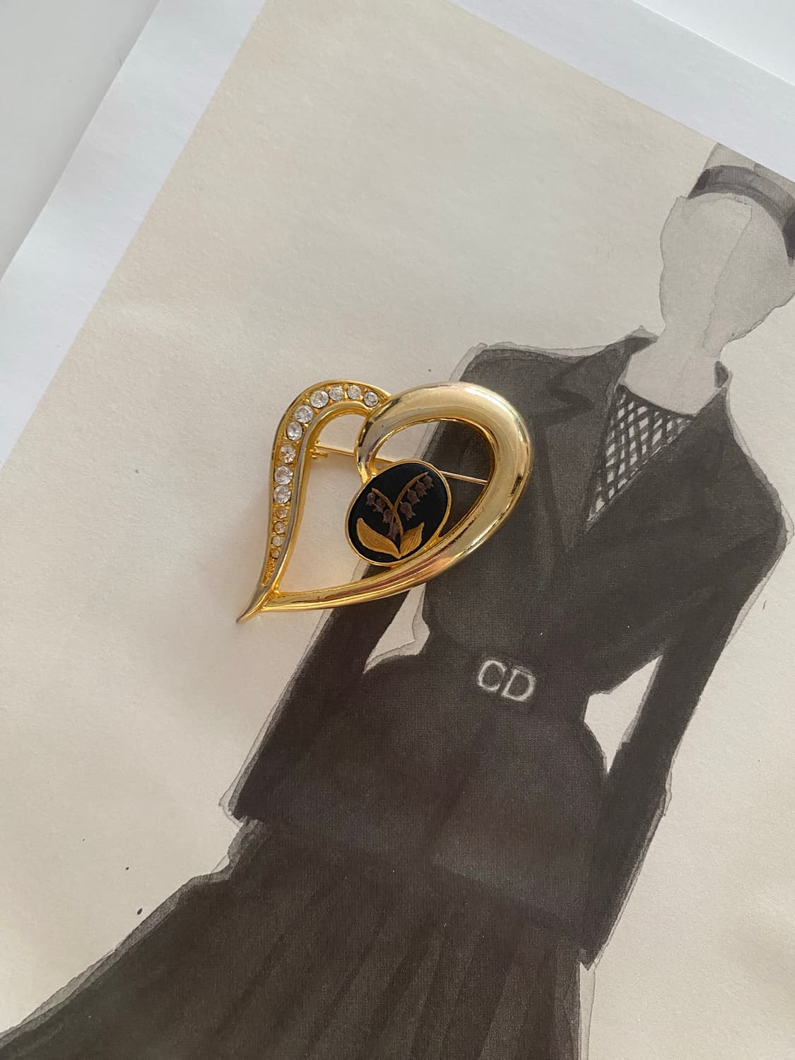 빈티지 하트 스톤 브로치 상품이미지6