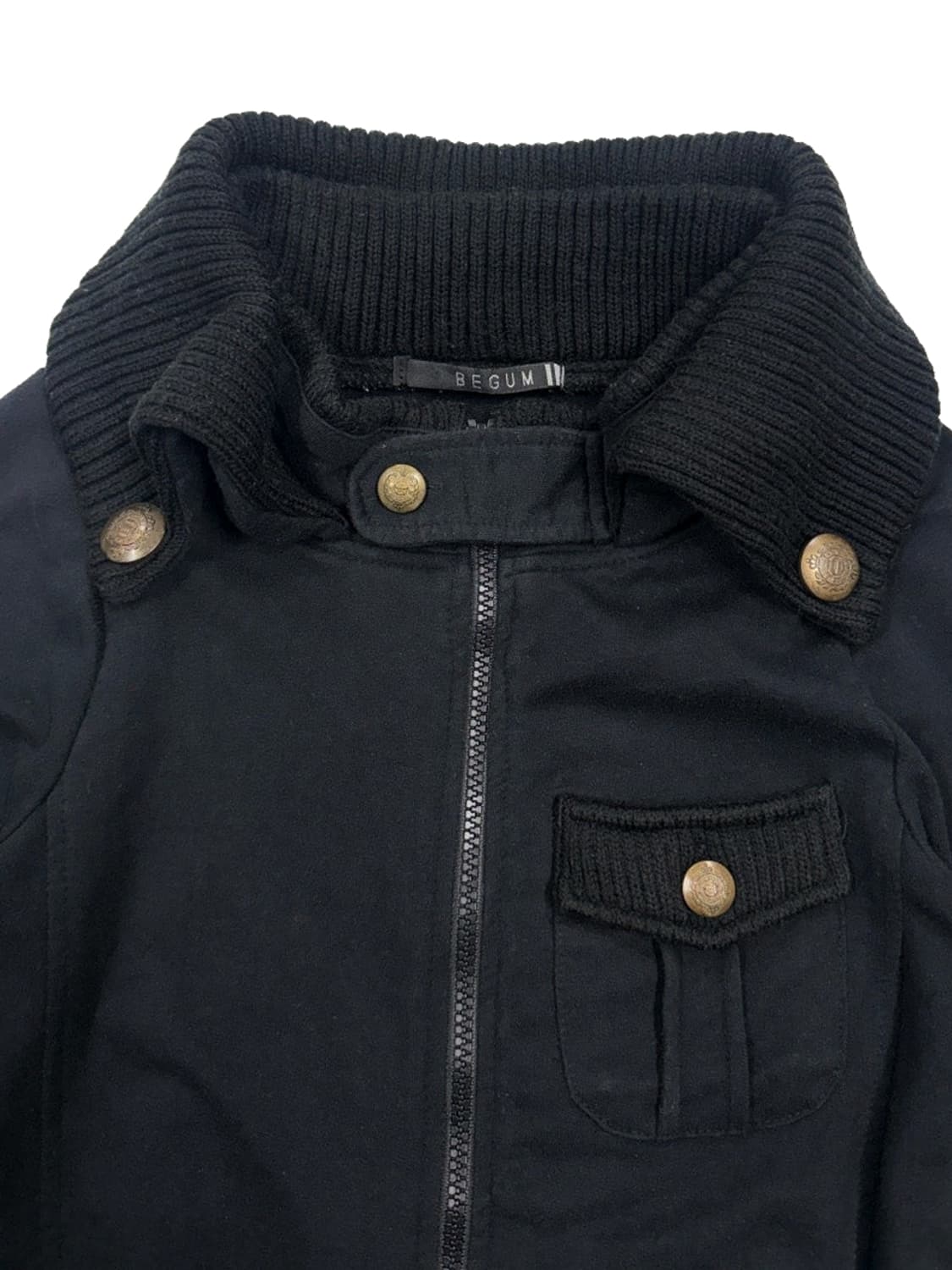 빈티지 블랙 펑크 하이넥 니트 카라 집업 상품이미지3