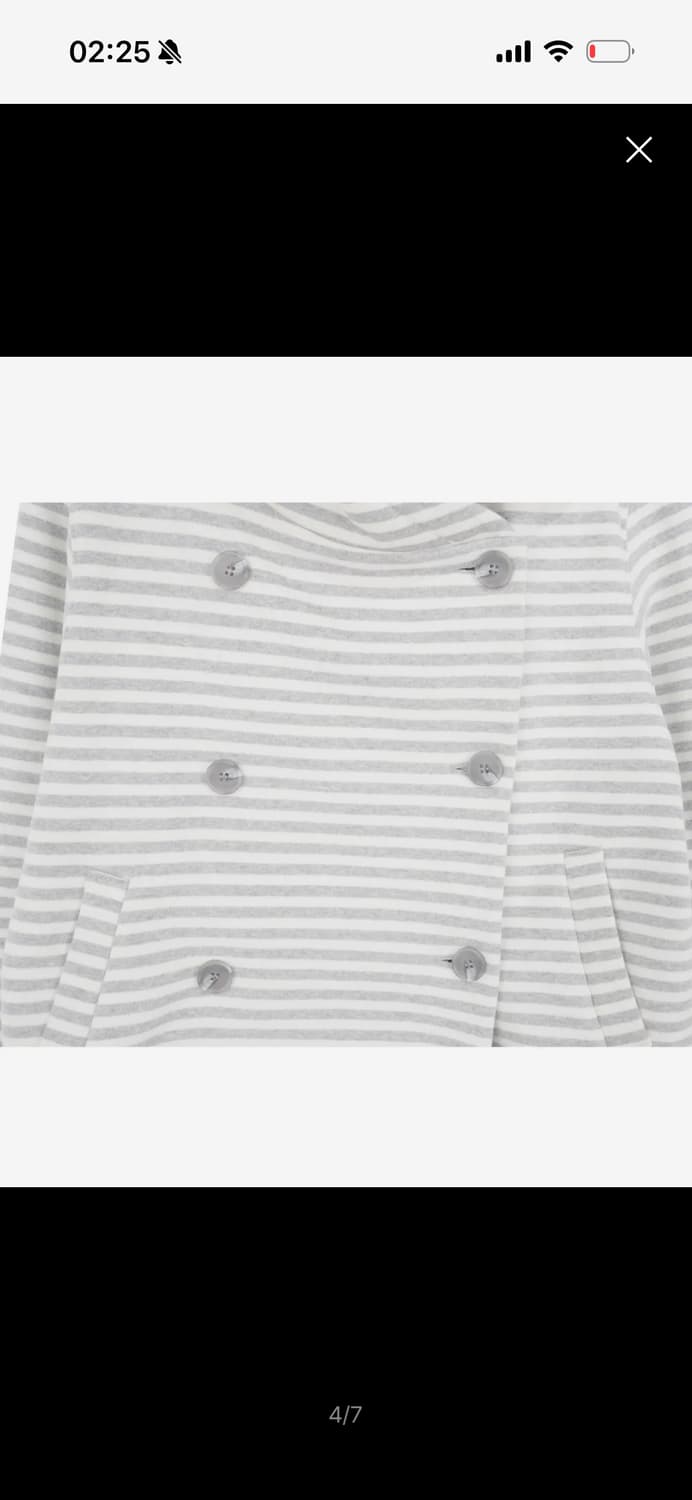 더블버튼 스트라이프 후드자켓_크림메란지그레이 상품이미지4