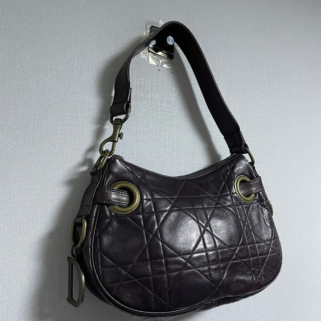 빈티지 크리스찬디올 램스킨 패턴 호보백 (다크브라운) 상품이미지9