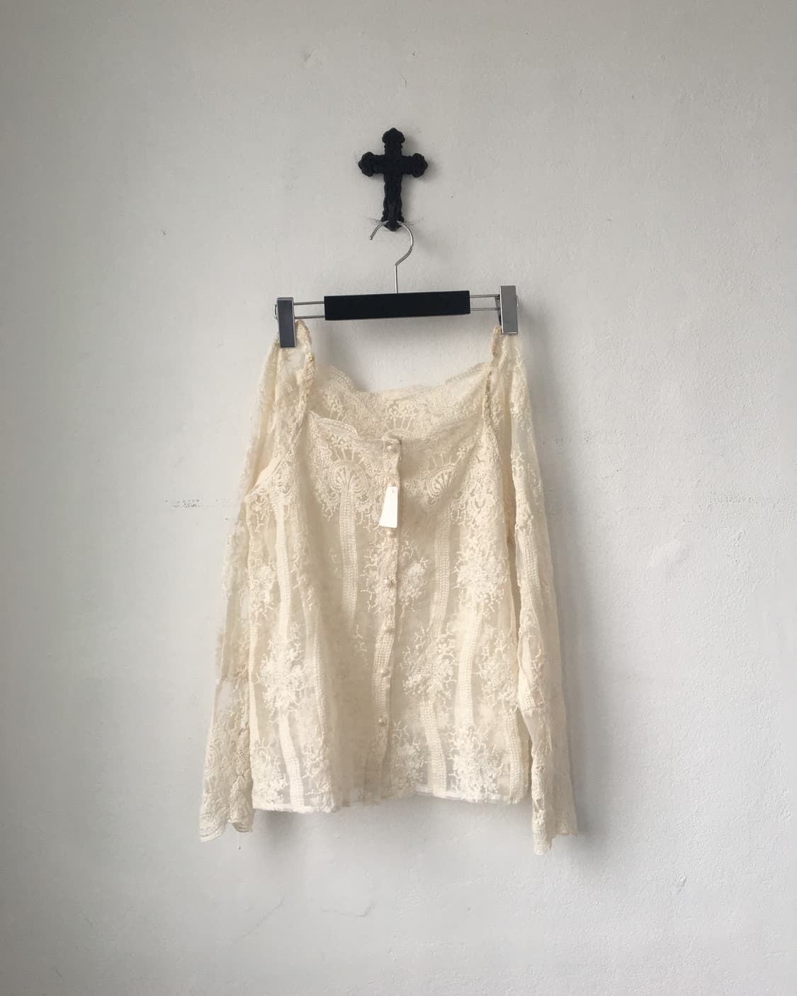 Ornament pattern see through blouse 상품이미지2