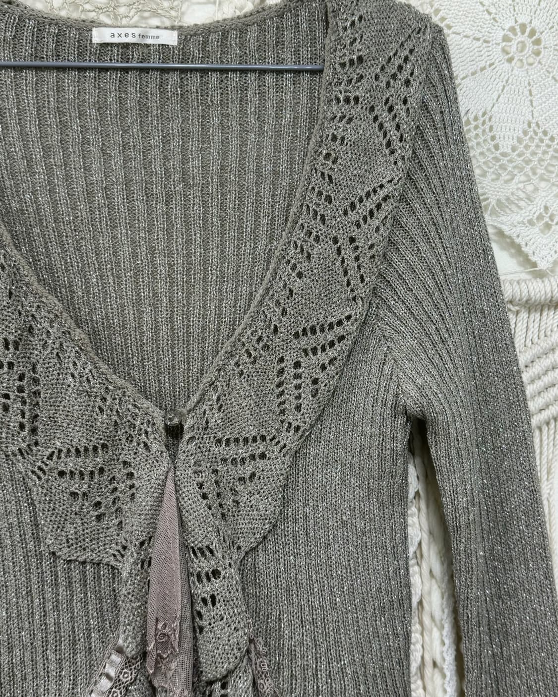 Axes Femme Gray Frill Lace Cardigan 상품이미지4
