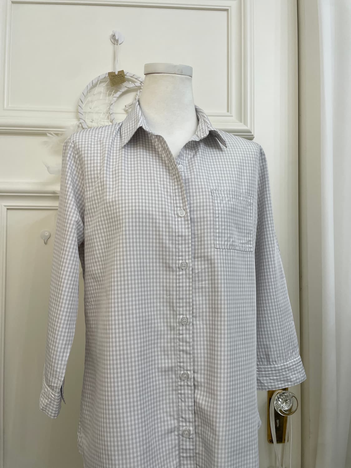 sheer gray gingham check basic shirt 상품이미지5