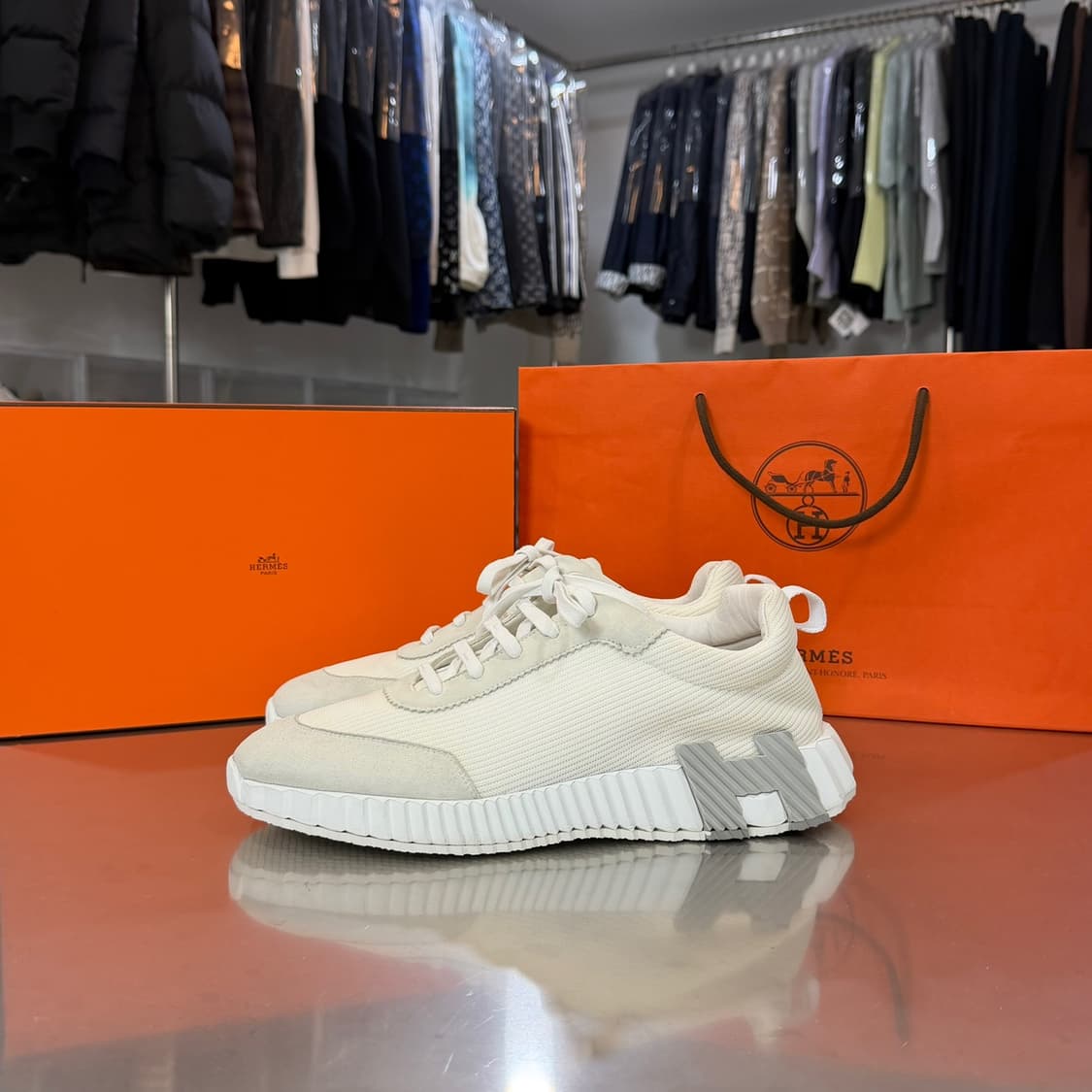 [리오브] 에르메스 바운싱 그레이 메쉬 스웨이드 스니커즈 상품이미지1