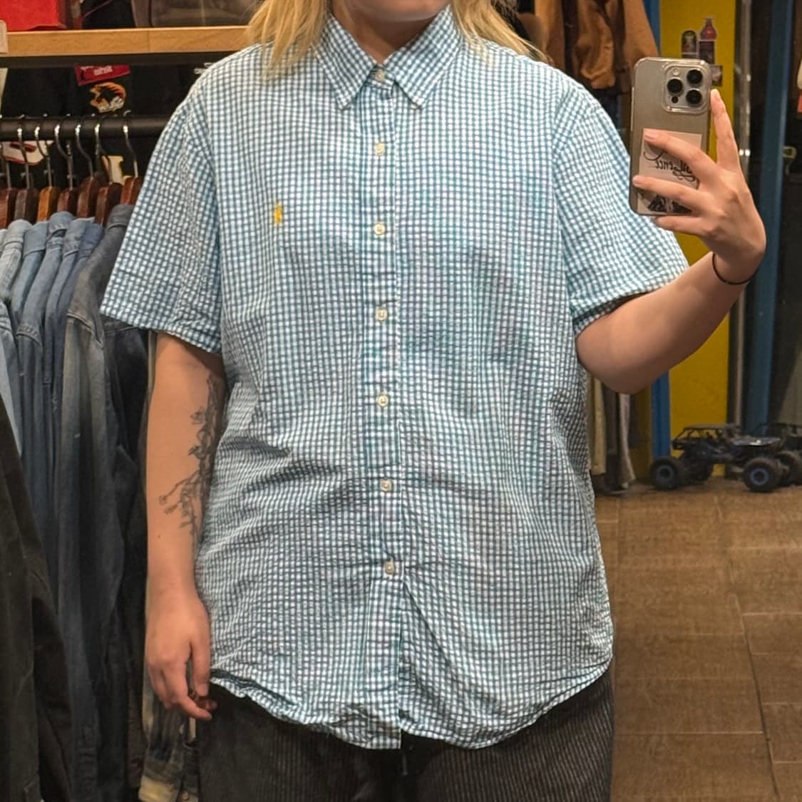 [HI] 폴로 랄프로렌 반팔 셔츠 체크블루 상품이미지1