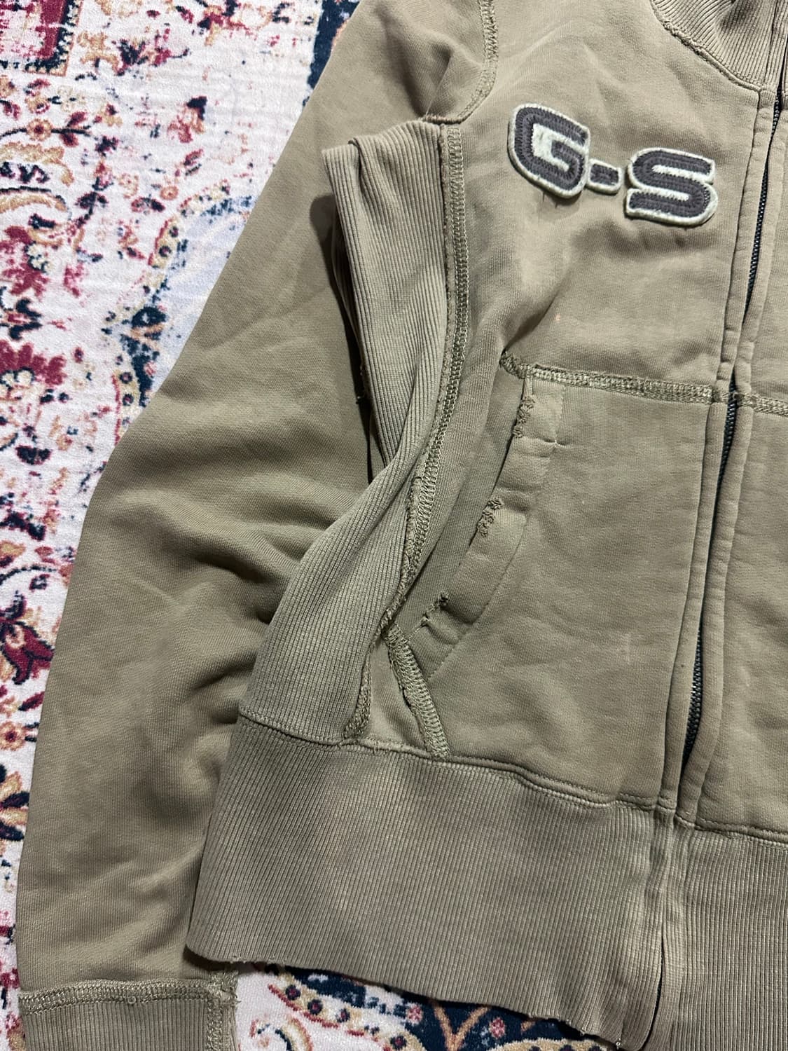 펑크 카키 데미지 집업 상품이미지4