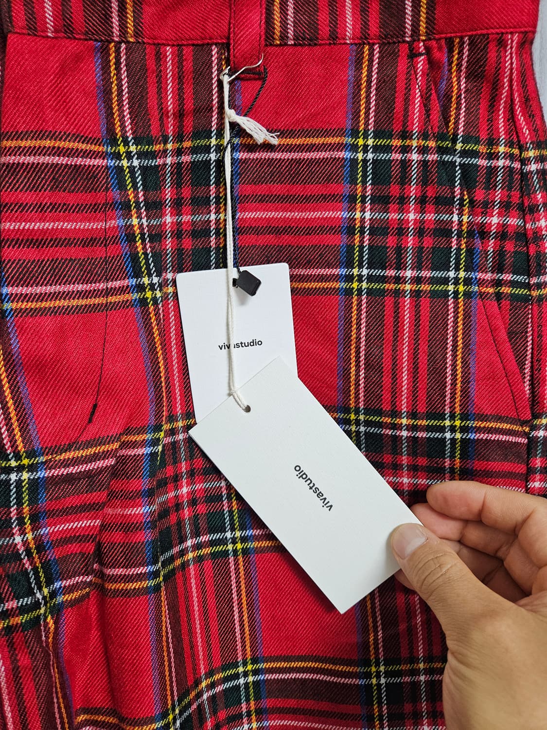 비바스튜디오 vivastudio 펑크 레드 타탄 체크 바지 M 새상품 상품이미지2