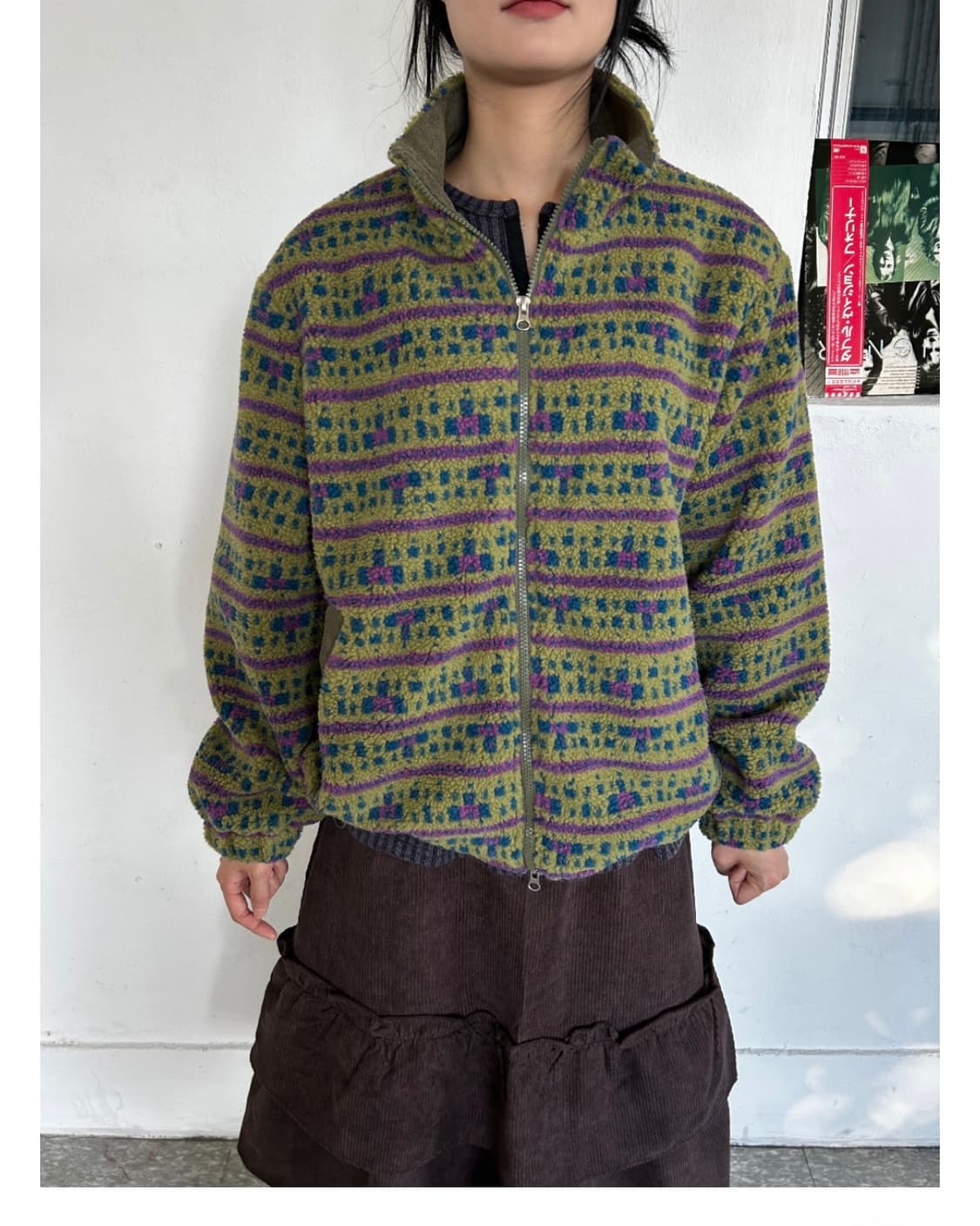 가든페이지 빈티지 패턴 플리스 집업 자켓 mist bloom fleece 상품이미지2