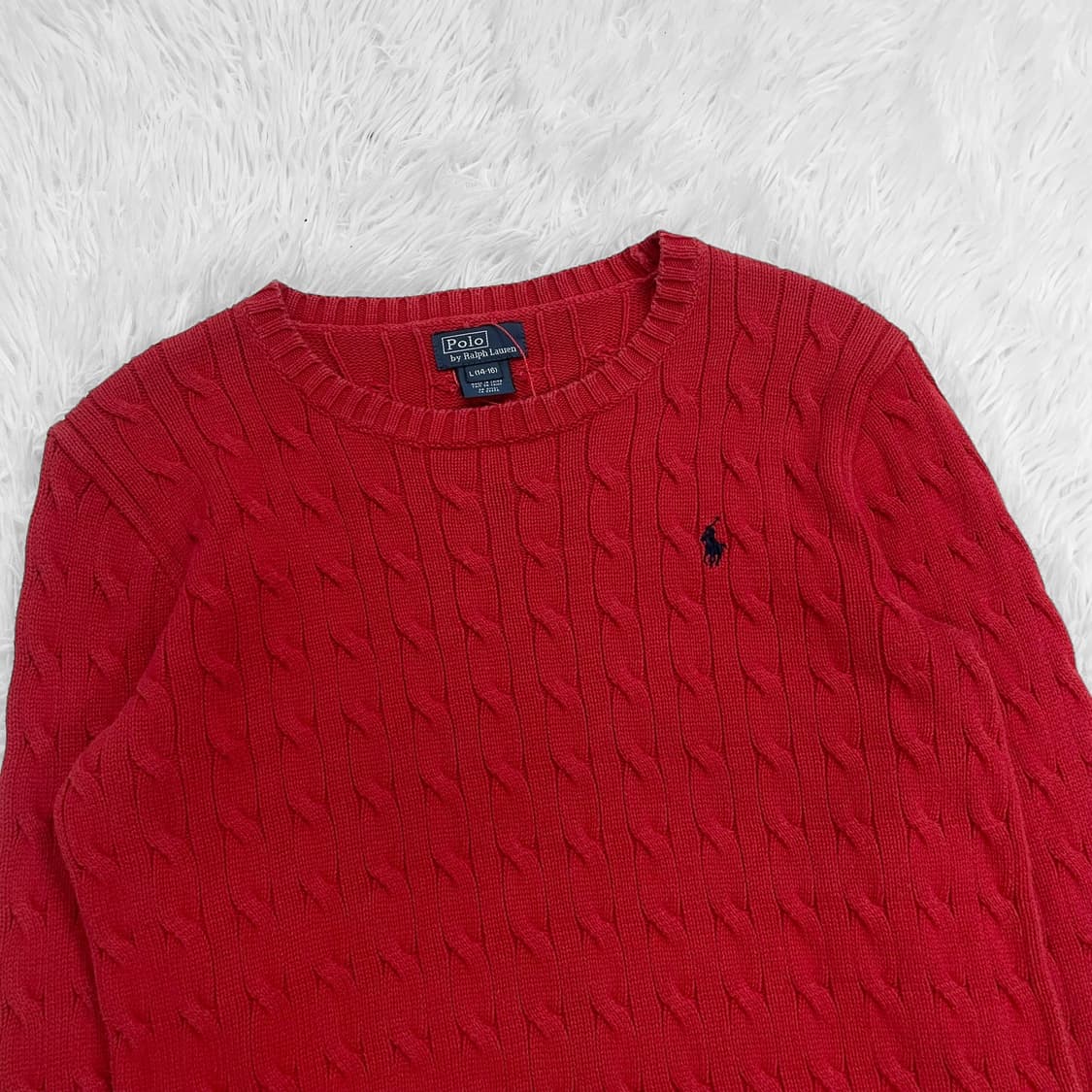 폴로 랄프로렌 포니 로고 케이블 니트 레드 상품이미지3