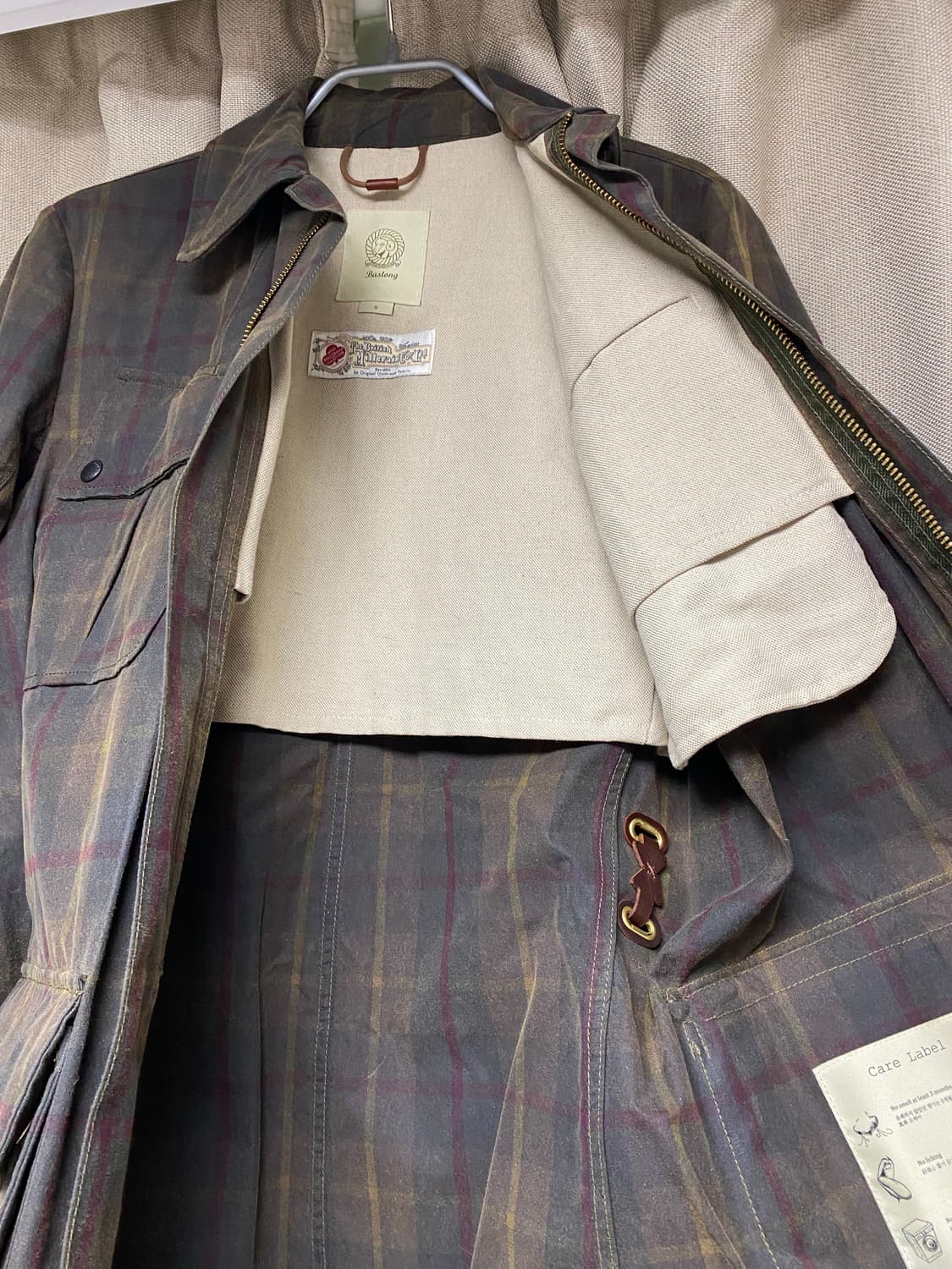 [S] 바스통 왁스 자켓 브라운 체크 상품이미지9