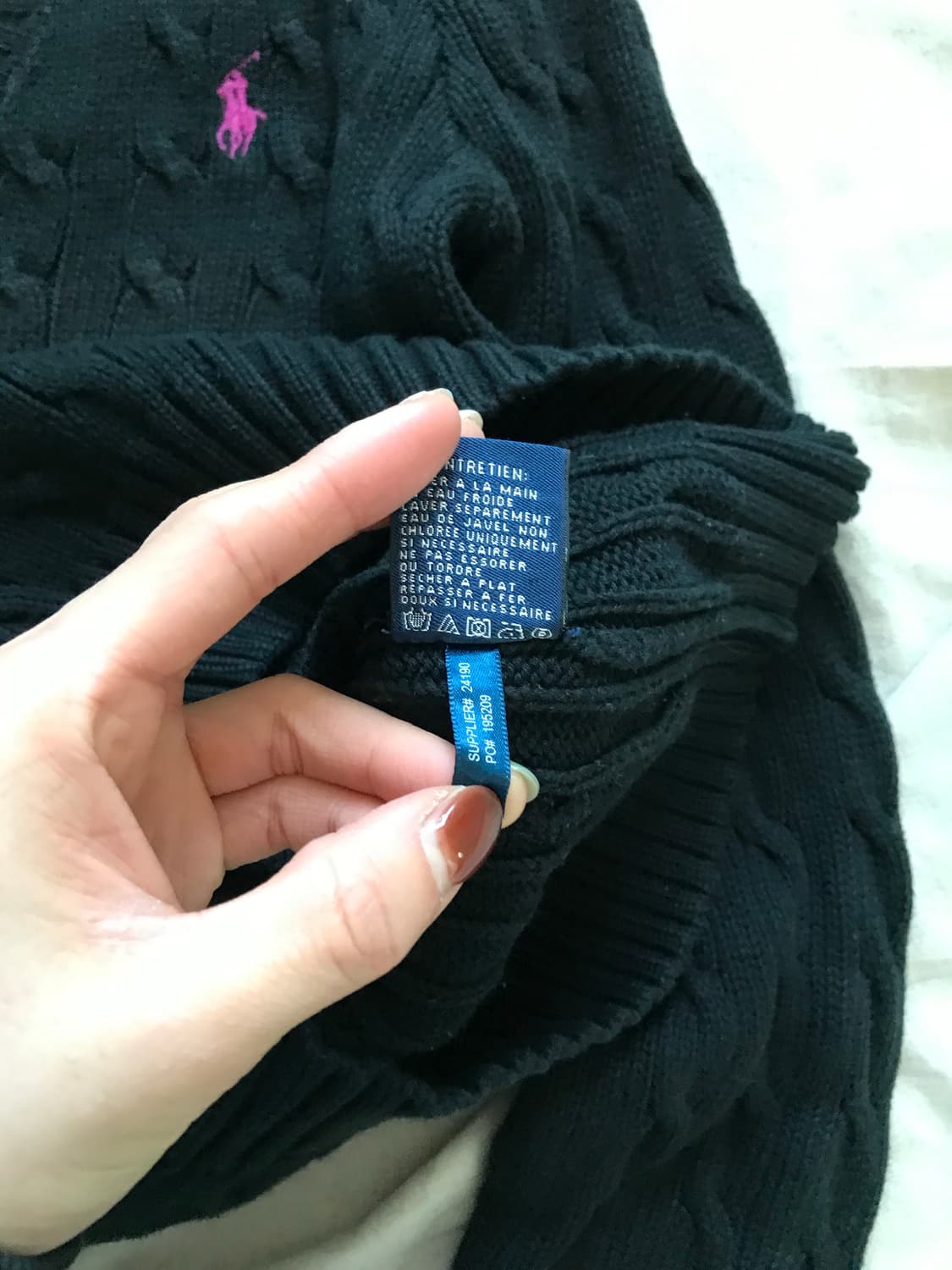 폴로 랄프로렌 포니 로고 브이넥 케이블 니트 상품이미지9