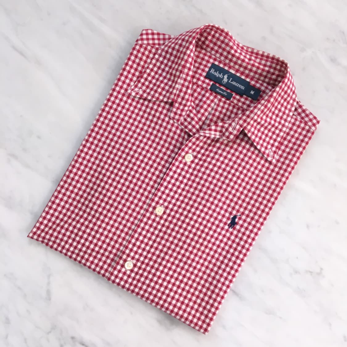 레드 깅엄 체크 면 셔츠 남자 102 105 여성 프리 상품이미지1