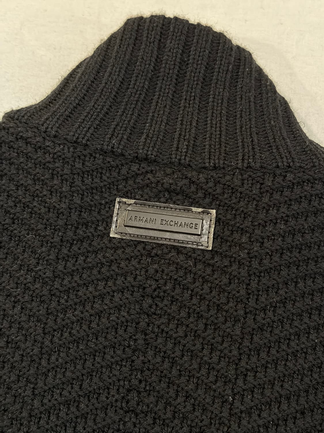 아르마니 익스체인지 비건레더 니트집업 블랙 상품이미지3