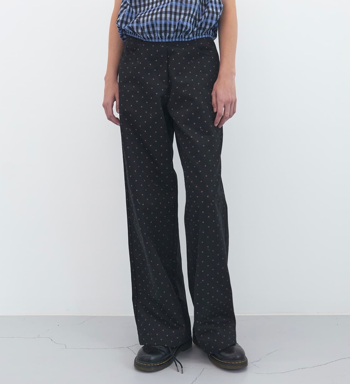 도트 코튼 와이드 팬츠 상품이미지1
