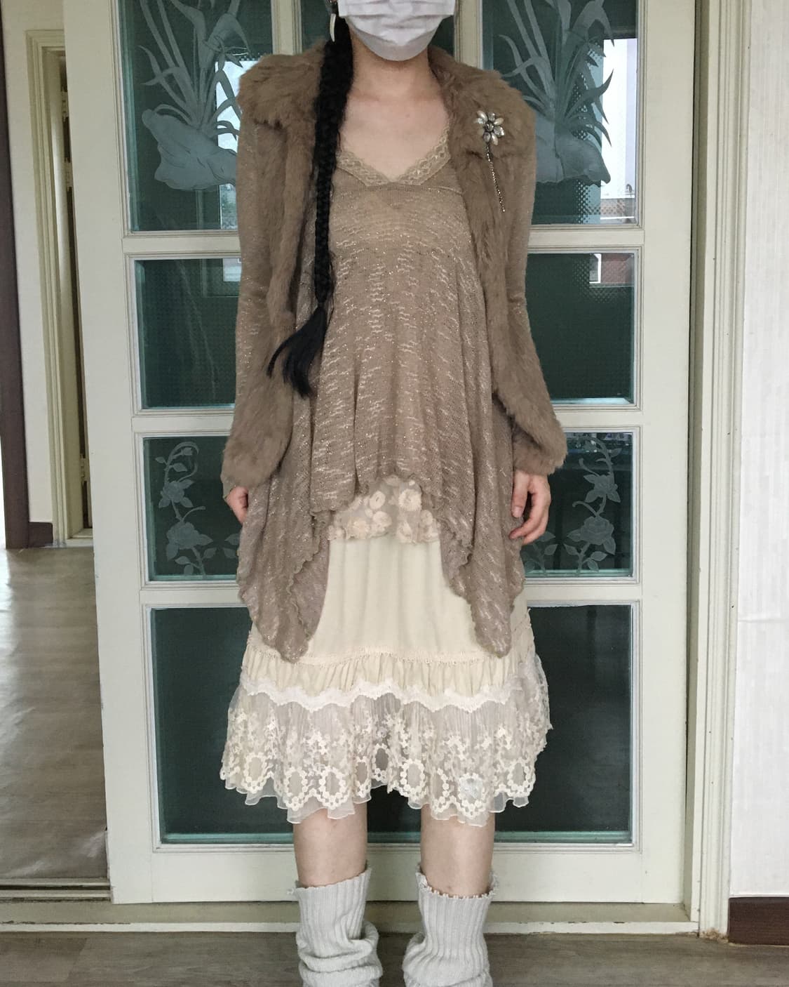 Corsage point rabbit fur vest 상품이미지1